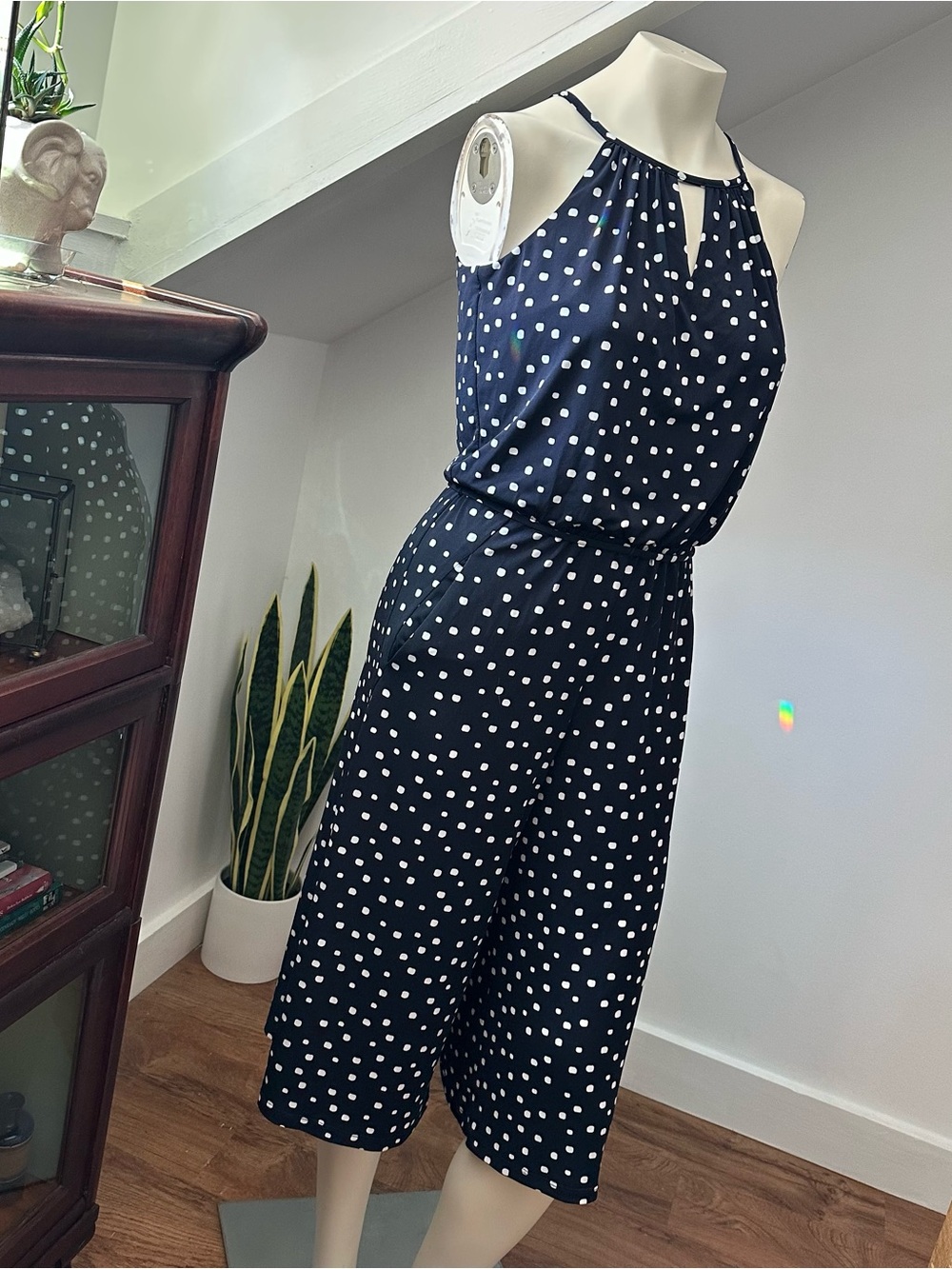 🫐 London Times // Polka Dot Halter Jumpsuit - Navy & White